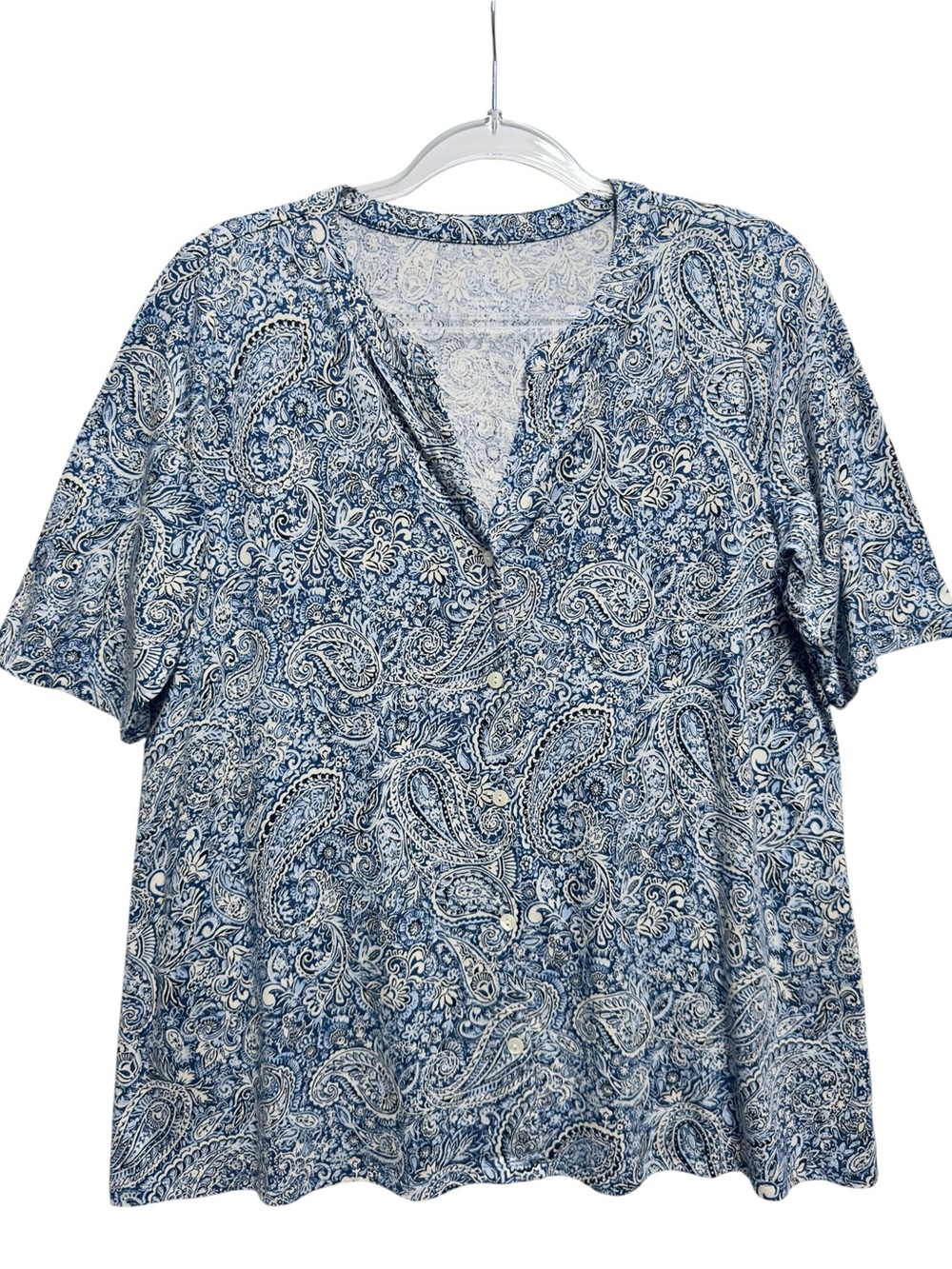 Pure Cotton Tencel Abstract Art Paisley Vines Top Shirt Blouse